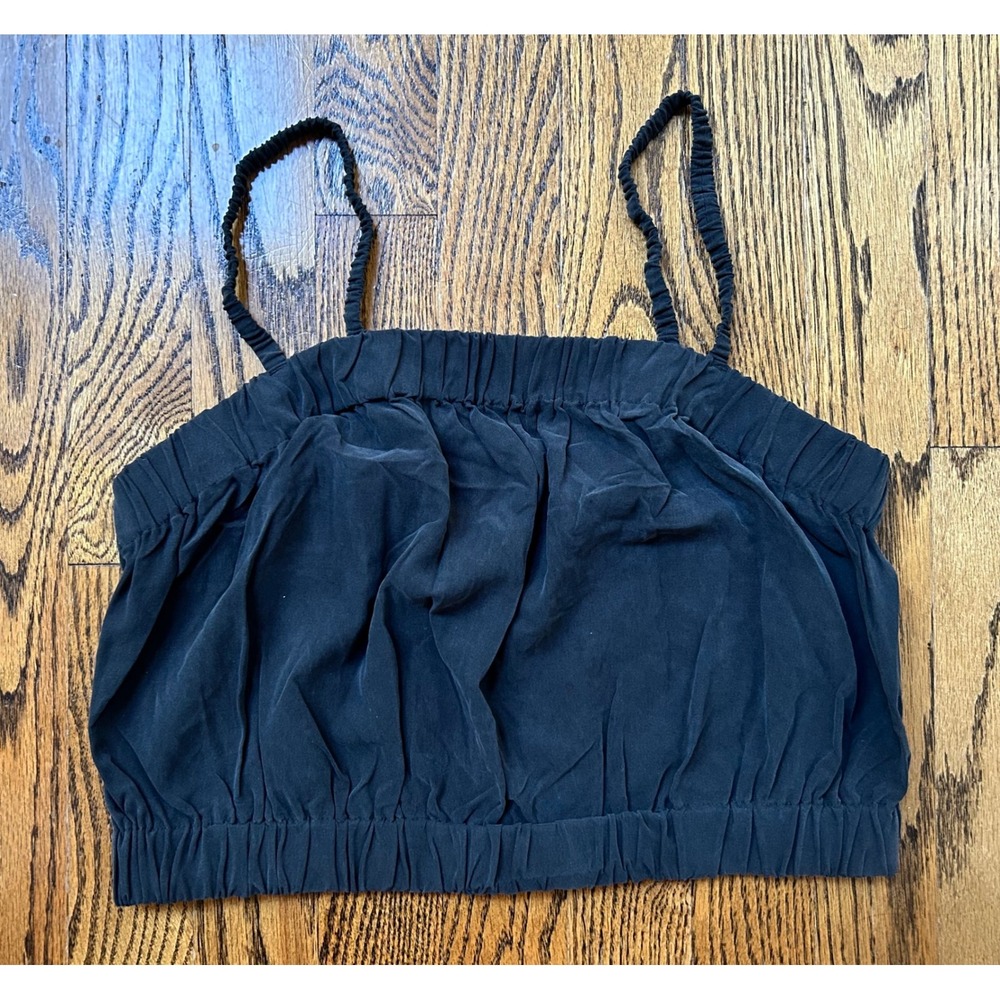 Everlane Black Washable Silk Bubble Crop Top Size Small NEW!